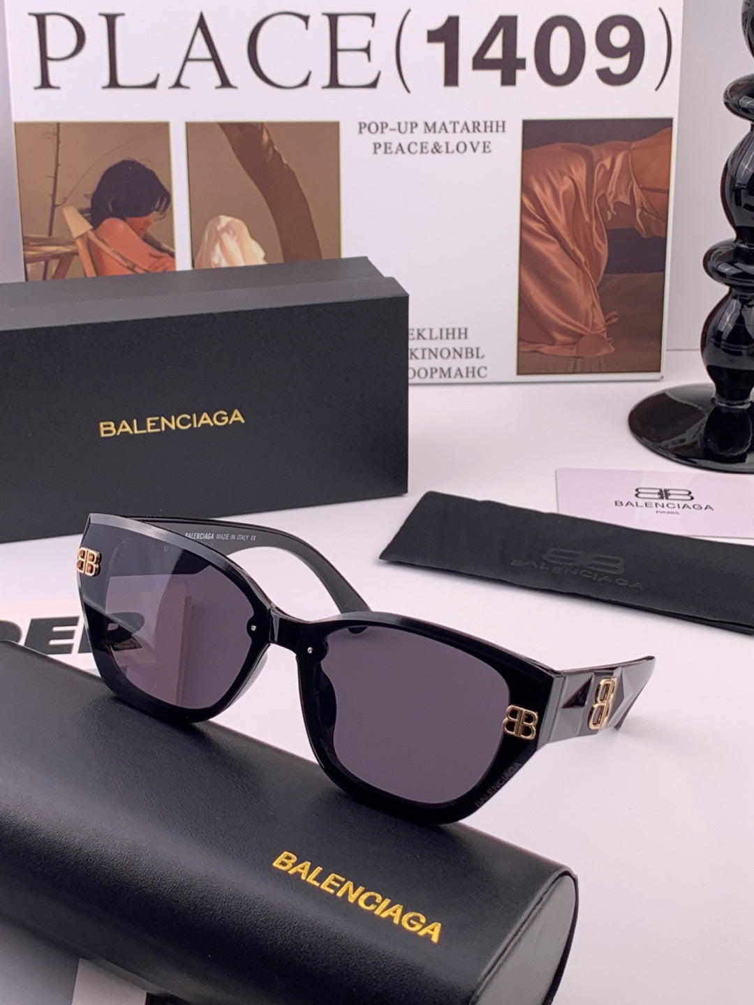 Balenciaga BL1350 Metal Fashion Black Lens Sunglasses for Men & Women - 466050